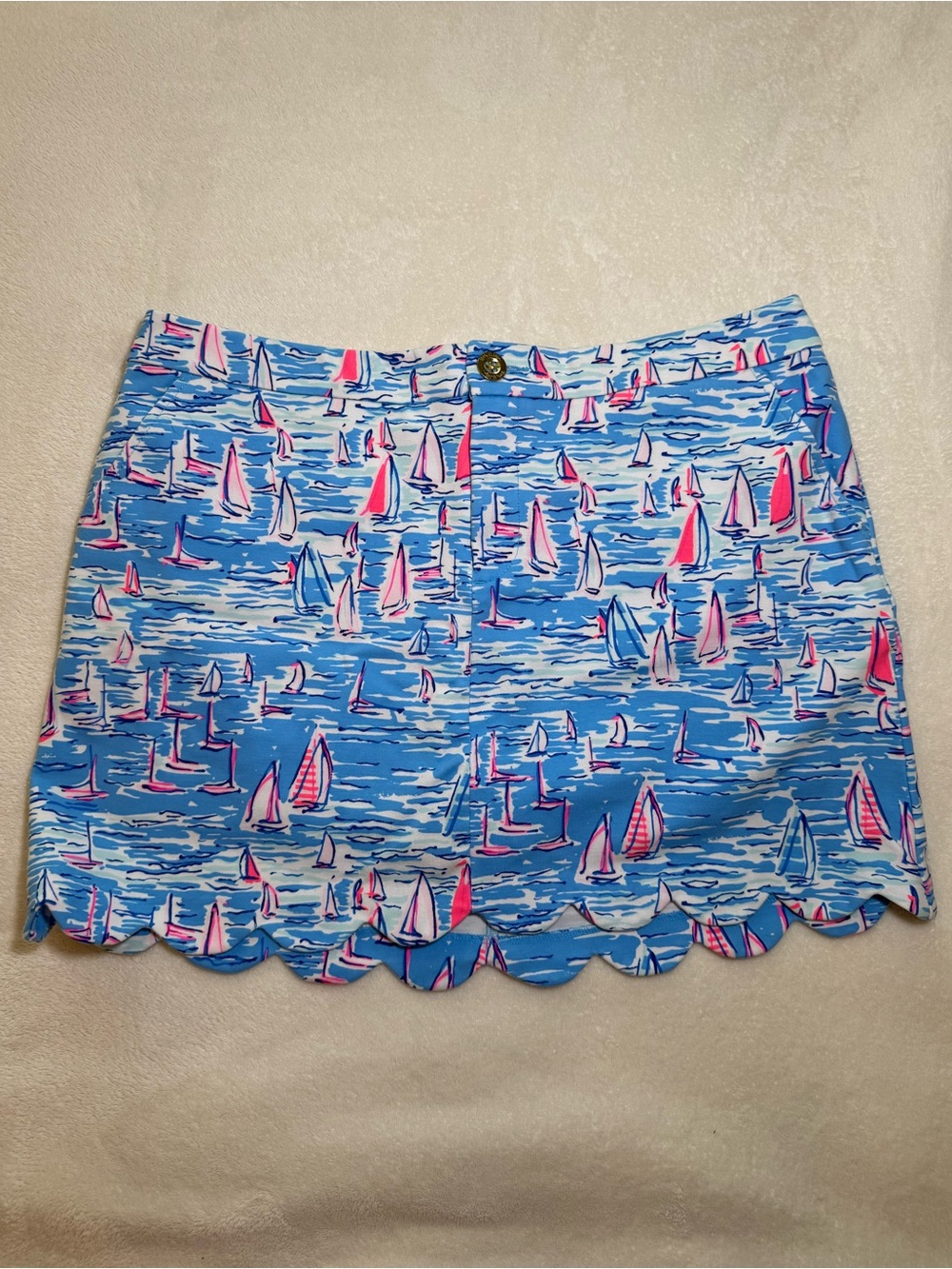 Lilly Pulitzer Collette Scallop Hemmed Knit Skort in “Boatylicious” - Size: 12